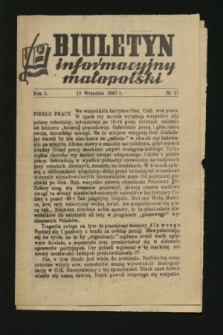 Biuletyn Informacyjny Małopolski. 1942, nr 27 (10 września)