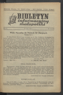 Biuletyn informacyjny małopolski. R.2, nr 19 (30 maja 1943) = nr 63