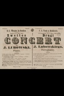 K. k. Theater in Krakau : Montag den 6 März 1854 : Zweites Concert des J. Lubowski, pianist