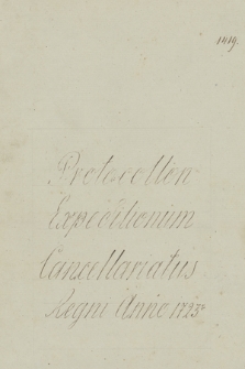 „Protocollon expeditionum Cancellariatus Regni anno 1723-o”