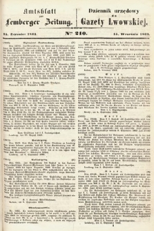 Amtsblatt zur Lemberger Zeitung = Dziennik Urzędowy do Gazety Lwowskiej. 1863, nr 210