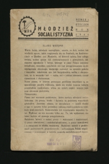 Młodzież Socjalistyczna. 1944, nr 1 (styczeń)