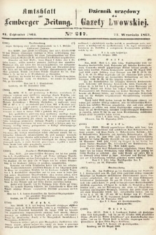 Amtsblatt zur Lemberger Zeitung = Dziennik Urzędowy do Gazety Lwowskiej. 1863, nr 217