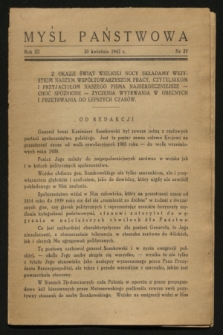 Myśl Państwowa. R.3, Nr 37 (30 kwietnia 1943)