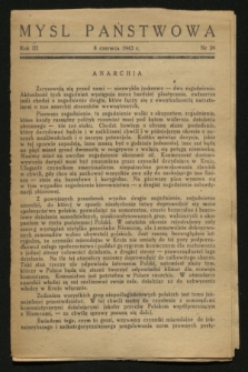 Myśl Państwowa. R.3, Nr 39 (8 czerwca 1943)