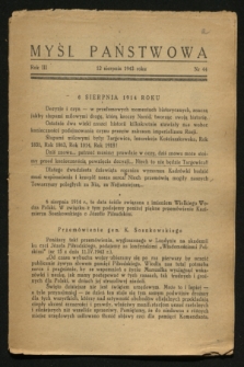 Myśl Państwowa. R.3, Nr 44 (12 sierpnia 1943)