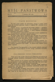 Myśl Państwowa. R.3, Nr 45 (7 września 1943)