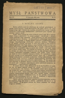 Myśl Państwowa. R.3, Nr 51 (29 listopada 1943)
