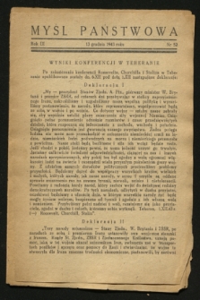 Myśl Państwowa. R.3, nr 52 (13 grudnia 1943)