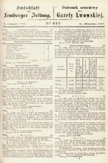 Amtsblatt zur Lemberger Zeitung = Dziennik Urzędowy do Gazety Lwowskiej. 1863, nr 219