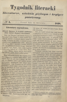 Tygodnik Literacki : literaturze, sztukom pięknym i krytyce poświęcony. [T.1], № 4 (23 kwietnia 1838)