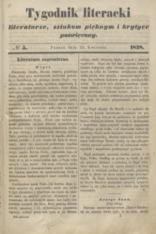 Tygodnik Literacki : literaturze, sztukom pięknym i krytyce poświęcony. [T.1], № 5 (30 kwietnia 1838)