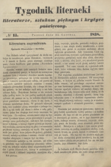 Tygodnik Literacki : literaturze, sztukom pięknym i krytyce poświęcony. [T.1], № 13 (25 czerwca 1838)