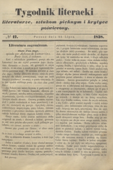 Tygodnik Literacki : literaturze, sztukom pięknym i krytyce poświęcony. [T.1], № 17 (23 lipca 1838)