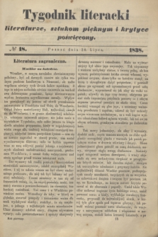 Tygodnik Literacki : literaturze, sztukom pięknym i krytyce poświęcony. [T.1], № 18 (30 lipca 1838)