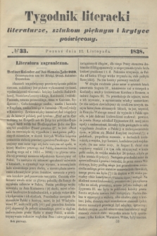 Tygodnik Literacki : literaturze, sztukom pięknym i krytyce poświęcony. [T.1], № 33 (12 listopada 1838)