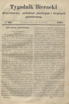 Tygodnik Literacki : literaturze, sztukom pięknym i krytyce poświęcony. [T.1], № 40 (31 grudnia 1838)