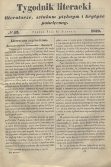 Tygodnik Literacki : literaturze, sztukom pięknym i krytyce poświęcony. [T.1], № 42 (14 stycznia 1839)