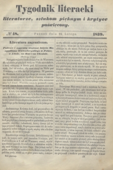 Tygodnik Literacki : literaturze, sztukom pięknym i krytyce poświęcony. [T.1], № 48 (25 lutego 1839)