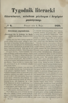Tygodnik Literacki : literaturze, sztukom pięknym i krytyce poświęcony. [T.2], № 6 (6 maja 1839)