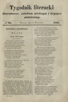 Tygodnik Literacki : literaturze, sztukom pięknym i krytyce poświęcony. [T.2], № 23 (2 września 1839)