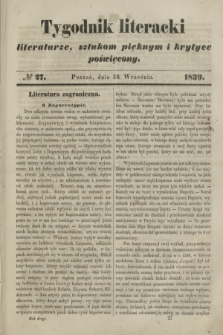 Tygodnik Literacki : literaturze, sztukom pięknym i krytyce poświęcony. [T.2], № 27 (30 września 1839)