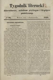 Tygodnik Literacki : literaturze, sztukom pięknym i krytyce poświęcony. [T.2], № 28 (7 października 1839)