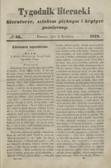 Tygodnik Literacki : literaturze, sztukom pięknym i krytyce poświęcony. [T.2], № 36 (2 grudnia 1839)