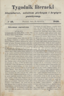 Tygodnik Literacki : literaturze, sztukom pięknym i krytyce poświęcony. T.3, № 52 (28 grudnia 1840)