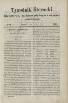 Tygodnik Literacki : literaturze, sztukom pięknym i krytyce poświęcony. [T.4], № 2 (11 stycznia 1841)