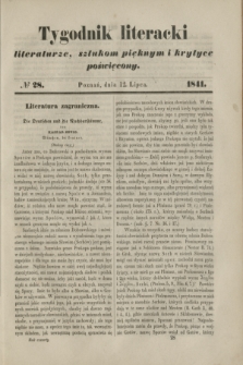 Tygodnik Literacki : literaturze, sztukom pięknym i krytyce poświęcony. [T.4], № 28 (12 lipca 1841)