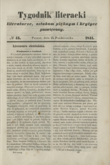 Tygodnik Literacki : literaturze, sztukom pięknym i krytyce poświęcony. [T.4], № 43 (25 października 1841)