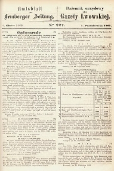 Amtsblatt zur Lemberger Zeitung = Dziennik Urzędowy do Gazety Lwowskiej. 1863, nr 227