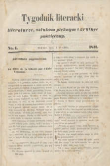 Tygodnik Literacki : literaturze, sztukom pięknym i krytyce poświęcony. [T.5], No. 1 (3 stycznia 1842)