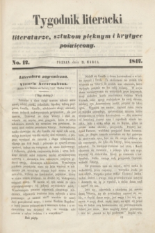 Tygodnik Literacki : literaturze, sztukom pięknym i krytyce poświęcony. [T.5], No. 12 (21 marca 1842)