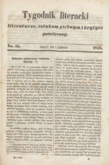 Tygodnik Literacki : literaturze, sztukom pięknym i krytyce poświęcony. [T.5], No 45 (7 listopada 1842)