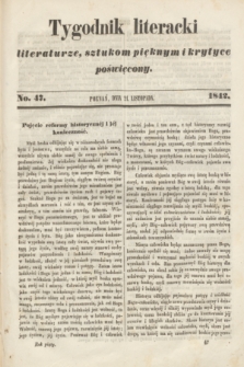 Tygodnik Literacki : literaturze, sztukom pięknym i krytyce poświęcony. [T.5], No 47 (21 listopada 1842)