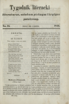 Tygodnik Literacki : literaturze, sztukom pięknym i krytyce poświęcony. [R.6], No. 14 (3 kwietnia 1843)