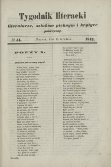 Tygodnik Literacki : literaturze, sztukom pięknym i krytyce poświęcony. [R.6], № 51 (18 grudnia 1843)