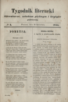 Tygodnik literacki : literaturze, sztukom pięknym i krytyce poświęcony. [R.7], № 5 (29 kwietnia 1844)