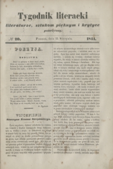 Tygodnik literacki : literaturze, sztukom pięknym i krytyce poświęcony. [R.7], № 20 (19 sierpnia 1844)