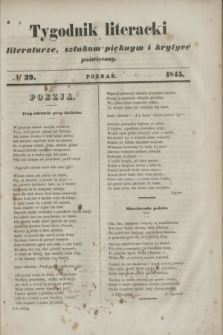 Tygodnik literacki : literaturze, sztukom pięknym i krytyce poświęcony. [R.7], № 39 (1845)