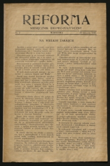 Reforma : miesięcznik ideowo-polityczny. 1942, nr 2 (20 listopada)