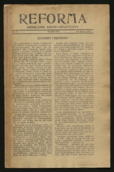Reforma : miesięcznik ideowo-polityczny. [R.2], nr 5 (10 marca 1943)