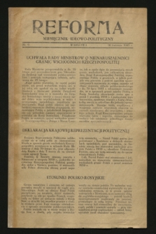 Reforma : miesięcznik ideowo-polityczny. [R.2], nr 6 (10 kwietnia 1943)