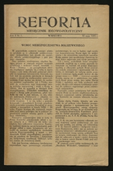 Reforma : miesięcznik ideowo-polityczny. R.2, nr 7 (10 maja 1943)