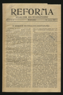 Reforma : miesięcznik ideowo-polityczny. R.2, nr 8 (30 czerwca 1943)