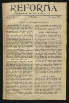 Reforma : miesięcznik ideowo-polityczny. R.2, nr 9 (15 sierpnia 1943)