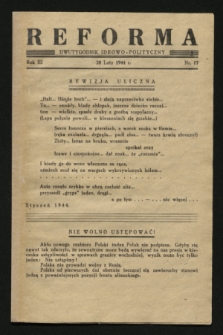 Reforma : dwutygodnik ideowo-polityczny. R.3, nr 17 (28 lutego 1944)