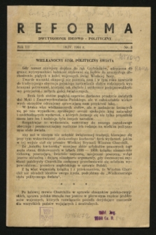 Reforma : dwutygodnik ideowo-polityczny. R.3, nr 3 (10 kwietnia 1944)